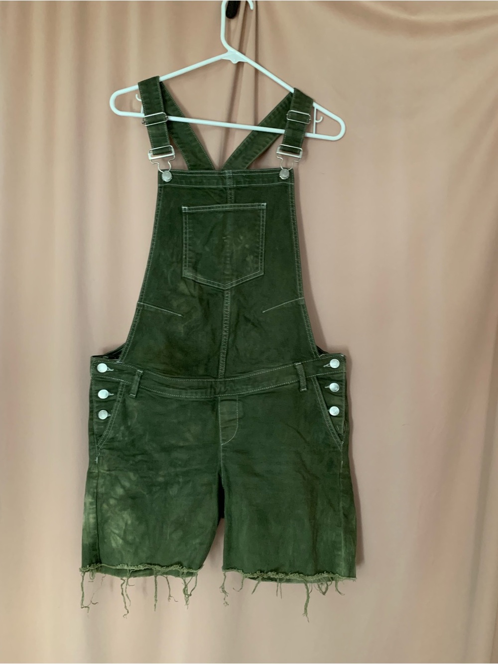 Olive Green GAP Women's Maternity Short Overalls
